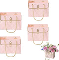 NADUSEP 4 PCS Flower Paper Gift Bag, 2023 New Bouquet Storage Bucket with Metal Chain, Florist Handbag Gift Case for Graduation Wedding Party Birthday Valentine's Mother's Day, Gift Craft Wrap Bags for Bridal Shower, Anniversary, Thanksgiving, Christmas -