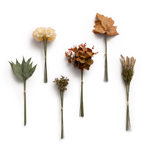 Ling's moment Artificial Greenery Stems Box Set, Faux Greenery Picks for DIY Bridal Bouquets Wedding Floral Arrangement Table Centerpieces, Burnt Orange & Cream - color: Season Combo- Early Autumn in Ivy