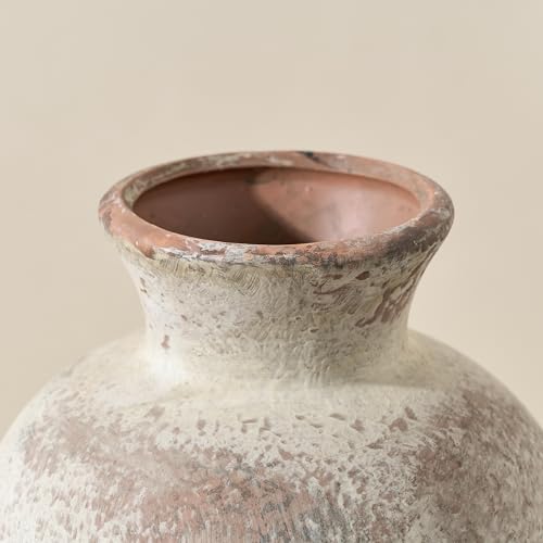 7.2" Ceramic Vase for Home Decor, Decorative Terracotta Farmhouse Rustic Vases for Living Room Kitchen Bedroom Bathroom Entryway Mantel Table, Pottery Vases for Grass Pampas Dried Fresh Flowers - color: Natural Brown- 7.2"