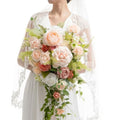 Ling's moment Pink Bride Bouquet - 15 Inch Wedding Blush Garden Artificial Flowers for Bride - color: Pk-blush Garden, size: Medium 15 Inch
