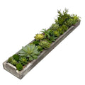Galt International Faux Assorted Succulent in 31" Wood Tray w/Handles w/Brown Rocks | Grey Wood Tray, Artificial Green Moss, Dining Coffee Table Centerpiece (Updated 2026 Packaging) - color: Brown Rocks