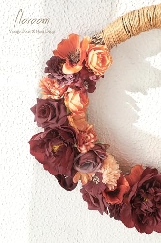 Floroom Mini Artificial Flower Heads Burnt Orange & Burgundy Fake Peony Daisy Rose Multicolor Small Faux Silk Flower Heads for Cake Craft Garland Wedding Party Graduation Cap DIY Home Decoration - color: Burnt Orange Burgundy