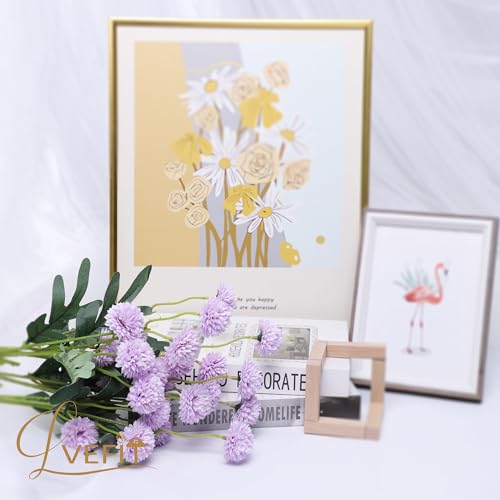 LVEFIT 10 Pcs Lavender Kiku Flower Fake Mums Long Stem Flowers,Faux Kiku Flower Bulk,Silk Flowers Mini Chrysanthemum Floral Arrangements,Artificial Flowers Chrysanth Mini Fake Flower - color: Lavender
