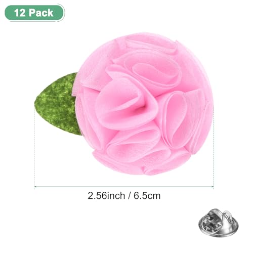 M METERXITY 12-Pack Lapel Pin for Men, Handmade Flower Brooch Button Pins for Men Suits, Formal Boutonnieres - color: Pink