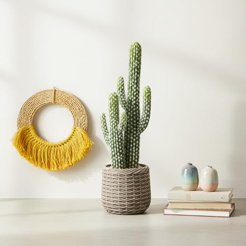 Nafresh Tall UV Resistant Faux Cactus Plant in Brown Woven Planter, 25in Realistic Texture Tall Fake Plant, Artificial Cactus Indoor Outdoor for Home Office Living Room Bedroom Porch Decor, 2 Pack - size: 25in - 2pack