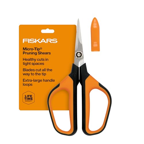 Fiskars Comfort Loop Pruning Snips, Garden Gifts for Women, Extra Large SoftGrip Handle, Yard and Garden Tools 7", Orange/Black - style: Micro-Tip Shears