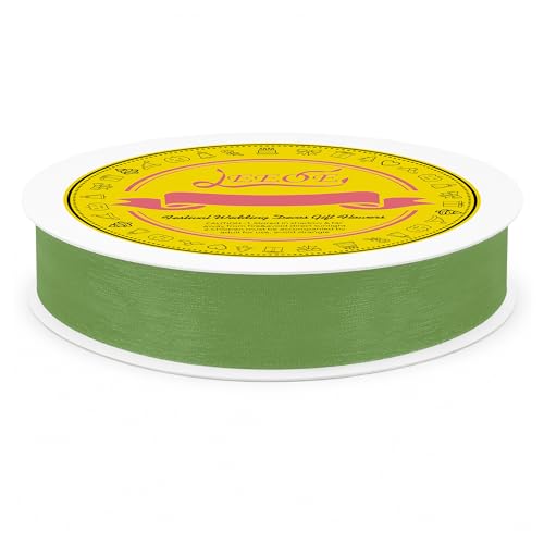 Light Green Organza Ribbon 1 inch x 100 Yards Sheer Chiffon Ribbon for Gift Wrapping Wedding Invitations Party Decoration Bridal Bouquets Crafts - color: Light Green, size: 1" X 100 Yards