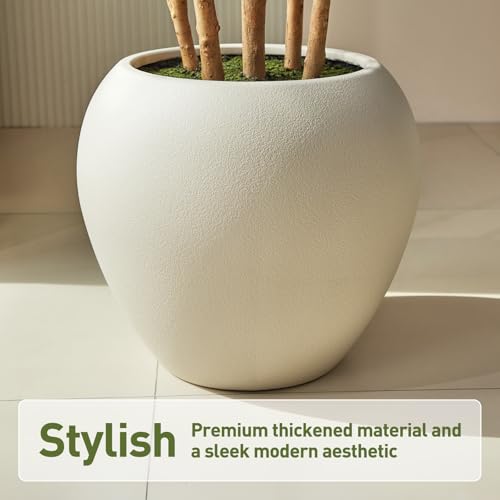 VeriNatural 8FT Artificial Ficus Tree with White Planter - Realistic Faux Ficus Tree with 1900+ Silk Leaves, 5 Real Wood Trunks,Tall Fake Plant for Indoor Living Room, Office, Home Decor (96") - size: 8ft