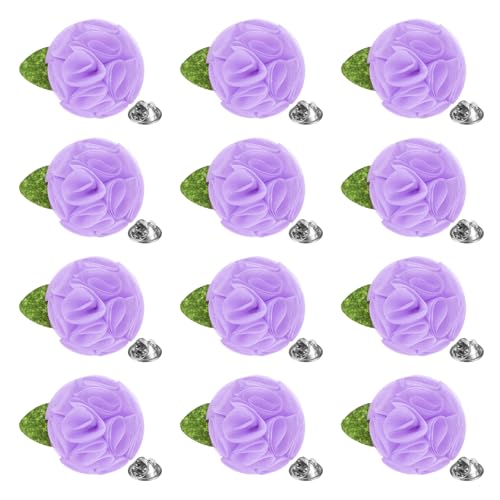 M METERXITY 12-Pack Lapel Pin for Men, Handmade Flower Brooch Button Pins for Men Suits, Formal Boutonnieres - color: Purple