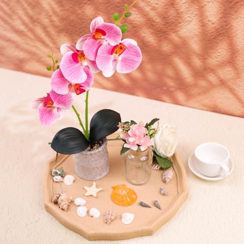 16.5 Inch Pink Fake Orchids Flowers in Pot Artificial Orchid Flowers Potted Plant Phaleanopsis Bonsia Faux Flower Decoration for Home Table Office Arrangement Centerpiece Living Room Decor - color: Pink