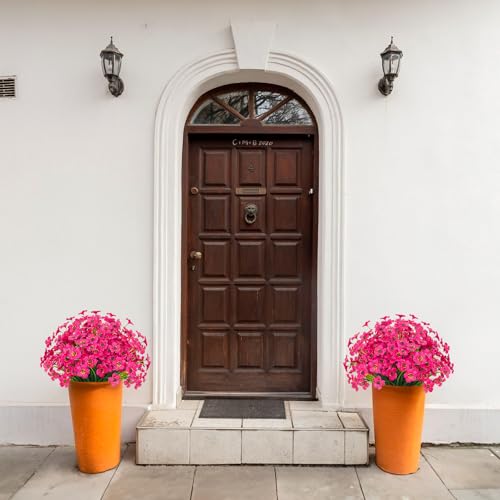21 Bundles Outdoor Artificial Flowers UV Resistant Fake Silk Flowers No Fade Faux Plastic Plants Garden Porch Window Box Decoration(Rose Red) - color: Rose Red