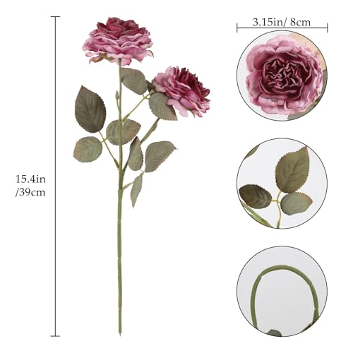 Purple Artificial Roses Flowers- 8PCS Faux Vintage Roses Fake Silk Purple Roses Flowers for Party,DIY Wedding Bouquet, Table Centerpiece, Home Decor - color: Purple