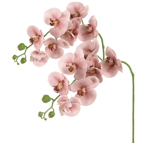 IPOPU Dusty Pink Orchid Artificial Flowers 30" Real Touch Fake Orchid Latex Realistic Flowers Phalaenopsis Branches for Home Party Wedding Bridal Shower Decoration, 2pcs Dusty Pink - color: Dusty Pink