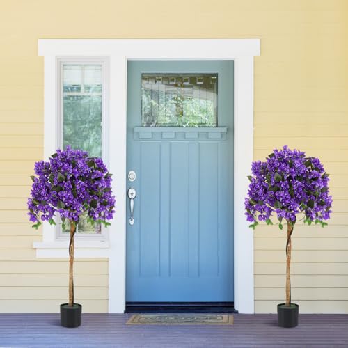 Goplus 53” Bougainvillea Artificial Tree, Faux Silk Flower Tree in Pot w/ 576 Flowers, 288 Leaves, Tall Fake Floor Plant, Artificial Plants for Indoor Outdoor Bedroom Living Room Decor, Purple - color: Purple, size: 1 Pack