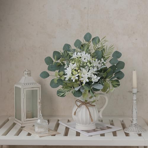 FOTEEWL 75 Pcs Artificial Greenery Stems Box Set,with 8 Kinds of Faux Plants and Fake Flowers for DIY Bridal Bouquets Wedding Floral Arrangement Table Centerpieces Decoration (Sage Green) - color: Sage Green