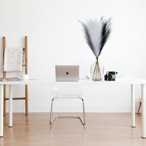 Pampas Grass Decor Tall, 43"/110cm Faux Pampas Grass 6 Stems Large Pompass Grass Branches Tall Bulk Boho Flower Arrangement for Home Room Wedding Party Decor - color: Black& White& Light Gray
