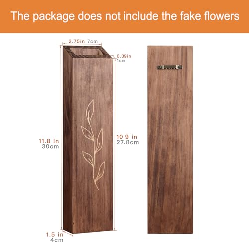 4 Pack Wood Indoor Wall Planter, Modern Boho Wall Decor for Living Room Bedroom, Farmhouse Pocket Vases for Dried Flowers and Faux Greenery Plants - Brown - color: Brown