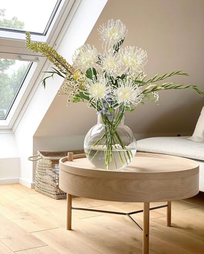 Hollyone 33" Cream White Artificial Mums Flowers Chrysanthemum Flowers 2Pcs Spider Mum Flower Arrangement Faux Pincushion Flower with 3 Heads Long Stem for Centerpiece Bouquet Home Decor - color: Cream White