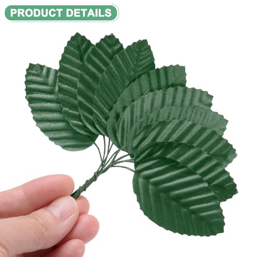 M METERXITY 100-Pack Artificial Silk Leaf, Faux Wire Single Leaves, Fake Flower Leaf with Stem for DIY Bouquet/Wreaths/Wedding/Garland/Party Decorations, Fake Rose Craft Leaves [Green] - color: Green