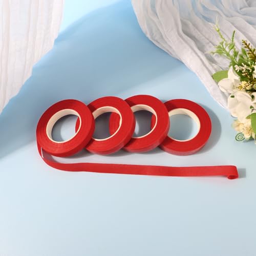 DOMMARE Floral Tape Flower Tape, 2Pcs 1/2 Inch Flower Wrapping Tape, Floral Bouquet Supplies for Bouquet, Wedding Bouquet, Wreath, Floral Arranging Flowers Stem Wrapping, Garden Decor, Red 32 Yard - color: 2Pcs Red, style: Normal & Non-sticky