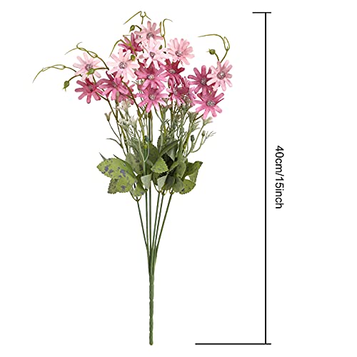 Artificial Flowers Wildflowers Silk Daisy Spring Fake Daisies Decoration Summer UV Resistant Colorful Mixed Bundles Faux Greenery Outdoor Plant Stem Filler for Home Decor Indoor Floral Arrangements - color: 06-pink