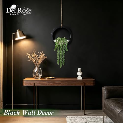 Der Rose 2 Pack Fake Plants Hanging Artificial Succulents Plants in Black Pots for Living Room Bathroom Accessories Boho Farmhouse Wall Decor - color: Black