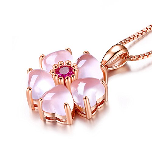 ROSE Gold Cherry Blossoms Necklace For Graduation and Mother’s Day gifts Pink beautiful Artificial stone crystal Necklace Best Gifts For Women Friend Lover