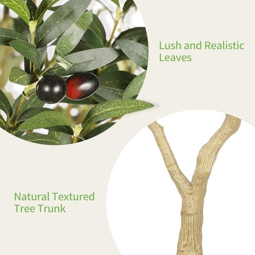 Realead 8ft Faux Olive Tree with Tall Exquisite Planter - Realistic Olive Trees Artificial Indoor with Thick Trunk and Lifelike Fruits - Large Fake Olive Tree for Home Office Decor - size: 8ft