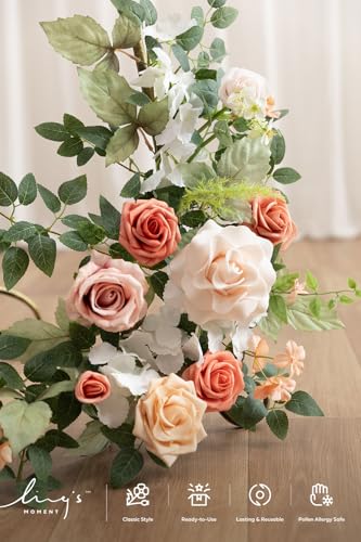 Ling's moment 2pcs Wedding Flowers Garland Artificial Floral Swag Arch Decorations Greenery Arrangements Blush & Pink Ceremony Reception Garden Easel Wall Entryway Outdoor Board(NOT Include Sign) - color: Blush Garden