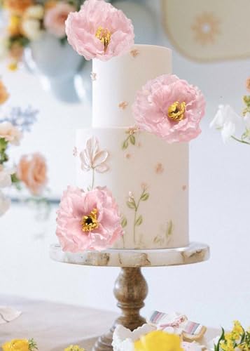 Poppy Flowers Artificial,6PCS Pink Silk Poppies 35.43in Fake Long Stem Flowers for Tall Vase Wedding Party Home Decor(Light Pink) - color: Light Pink