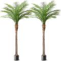 Artificial Phoenix Palm Tree 8ft Tall Outdoor Indoor Decor Fake Plants with 18 Adjustable Leaves, Large Faux Sago Palm Tree for Home Office Living Room Yard Outside Patio Poolside (2, 8ft) - size: 8ft