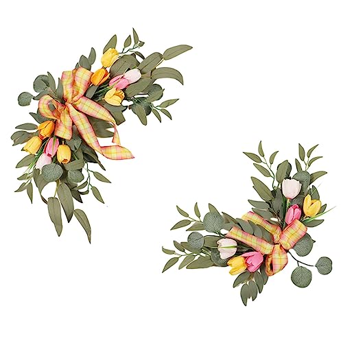 GOLDY&WENDY Elegant Artificial Tulips Decor Flower Swag (Pack of 2) for Wedding Reception Backdrop Table Decorations Welcome Sign - color: C3-tulips