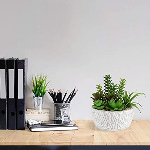 Briful Small Fake Plants Assorted Faux Succulents in Pots Realistic Succulents Plants Artificial with Cement Pots for Home Table Office Desk Bathroom Shelf Living Room Decor - color: Succulent #03