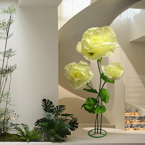 Giant 3PCS Roses Giant Artificial Flower - Large Yellow 3D Realistic Waterproof Fake Flowers Durable Easy Maintenance Perfect for Home Garden Weddings Events Christmas Graduation Party Decorations - color: 3pcs-roses-yellow