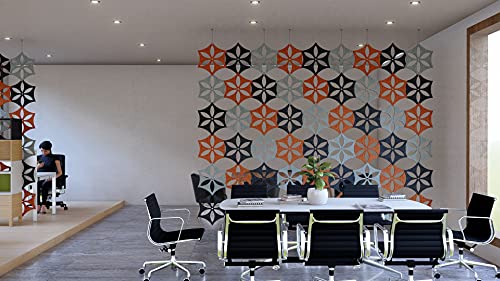 Felt Fiber Surface High Density Polyester Fiber Board 3D Flower Venus 14"x12" Hanging Room Divider Panel Cut Room Partition Home Decoratio(12 Pcs) (Dark Grey) - color: Dark Grey