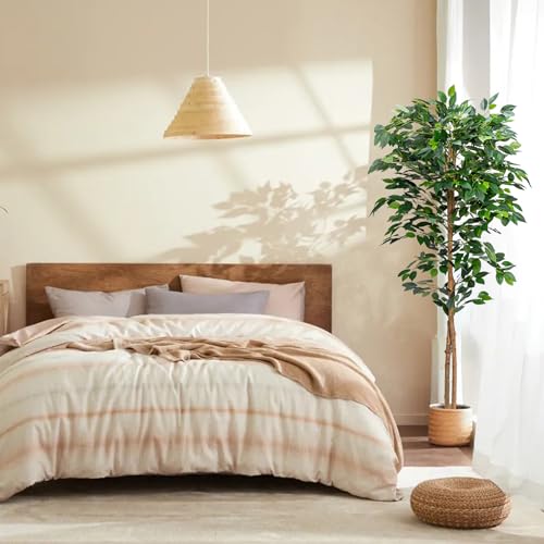 HAIHONG 1Pack 5FT Artificial Ficus Tree with Realistic Leaves and Natural Trunk, Faux Ficus Tree with Sturdy Plastic Nursery Pot, Fake Ficus Tree for Office Home Farmhouse for Indoor Outdoor Decor - color: Ficus Tree, size: 6in