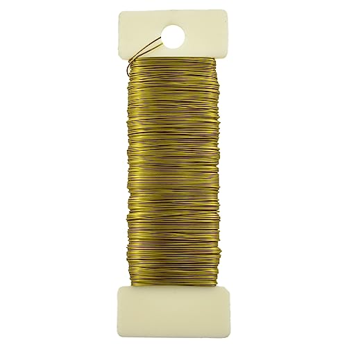 HAHIYO 26Gauge Golden Metal Floral Wire - 1 Roll, 38 Yards (115 Feet) - Flexible Paddle Wire for Craft, Christmas Wreath, Flower Arrangement, Bouquet Wrapping, Wedding, DIY - color: Golden, size: 26Gauge-1P/38Yards