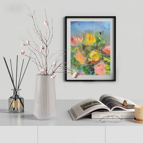 Ceramic Vase, GUKJOB Small Cute Flower Vase for Pampas Grass, Home, Living Room, Dining Table, Farmhouse, Office Decor, Bedroom, Table, and Kitchen Shelf (Yellow Ribbed) - color: Small Yellow Ribbed