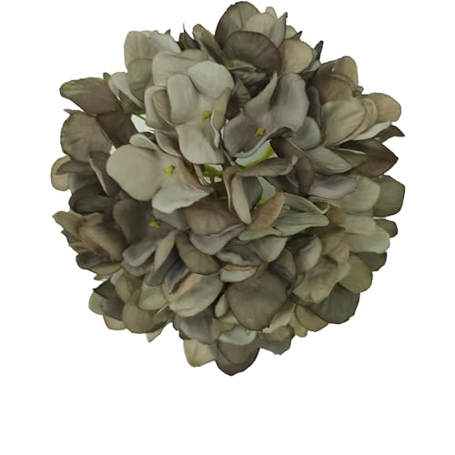 7.1''Coffee Hydrangea Artificial Flowers,10Pcs Artificial Silk Hydrangea Heads,81 Petals Faux Hydrangea Flowers Heads with Stems for Home Wedding Baby Shower Decor(Coffee) - color: Coffee