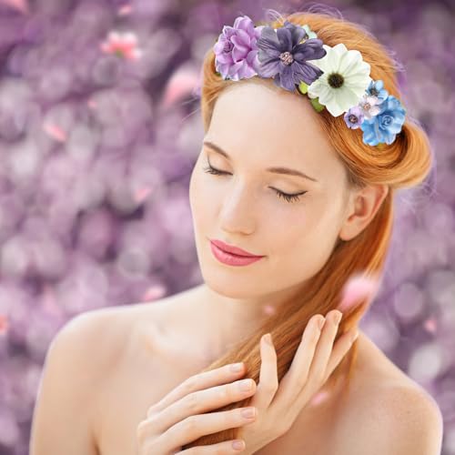 Cindeer 217 Pcs Mini Silk Flower Heads Bulk, Small Fake Flowers for Crafts Artificial 3D Loose Fabric Flower for Crafts DIY Wedding Party Hair Cap Dresses Decorations(Blue Purple Series) - color: Blue Purple Series