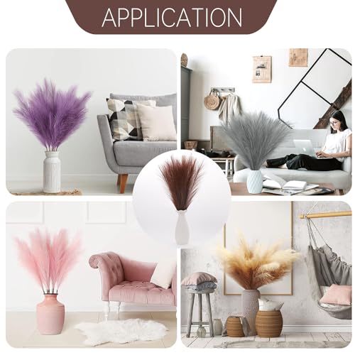 Faux Pampas Grass Decor ， 21.7 Inch Artificial Pampas Grass Dark Coffee Reed Grass, Vase Filler for Home Decor, Room, Bathroom, Wedding, Table Centerpiece - 20PCS - color: Dark Coffee