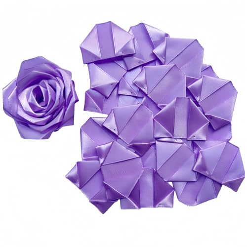 100-Piece Preformed Satin Ribbon Petals, Half-Finished DIY Project for Crafting Beautiful Never-Die Roses & Bouquets (Light Purple) - color: 100 Pcs Light Purple