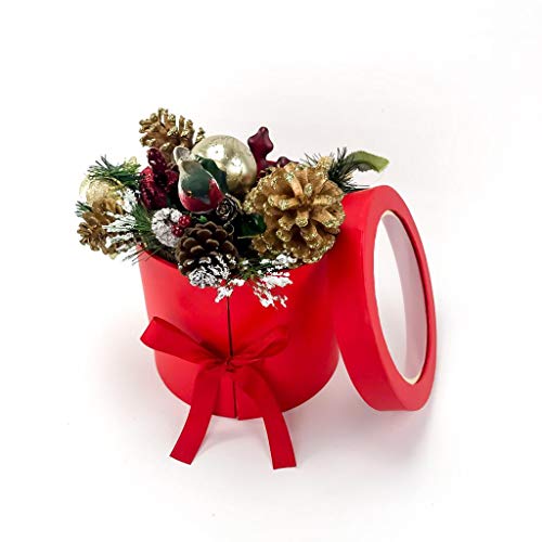 UNIKPACKAGING Premium Quality Round Flower Box, 2 TIER, Size 7.8 dia. x 7 inch, for Luxury Style Flower Arrangements (Red) - color: Red