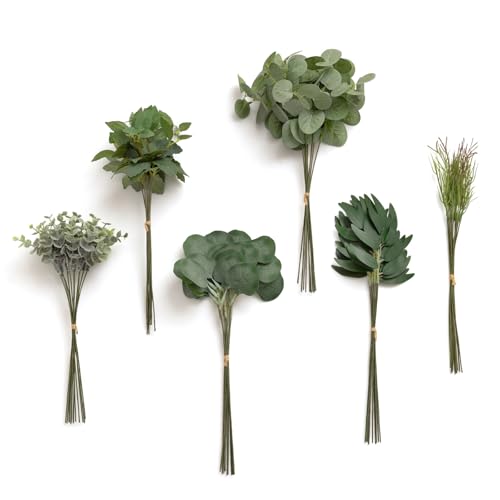 Ling's moment Artificial Greenery Stems Box Set, Faux Greenery Picks for DIY Bridal Bouquets Wedding Floral Arrangement Table Centerpieces, Dark Green & Sage - color: Greenery Combo- Dark Green & Sagen