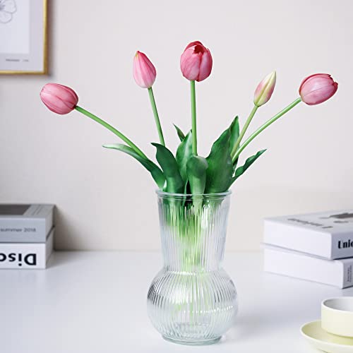 16-inch Premium Real Touch Fake Tulips, Artificial Flowers with Buds, Flexible Stem Easy to Shape, Faux Tulips (Vase not Included), 5-Pack Set of Tender Mauve - color: Tender Mauve