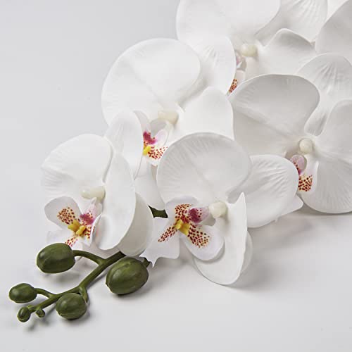 Orchid White 31.5" Real Touch Signal Stem Phalaenopsis Orchid Spray with 9 Large Flowers for Home Arrangement, Artificial Flowers for Home Decor, Office House Decor- White Orchids Flowers 2 Pcs - color: White #15