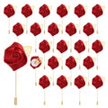 uxcell 24pcs Wine Red Rose Boutonnieres Flower Buttonholes Pocket Boutonnieres Pins for Wedding Ceremony Anniversary Prom Formal Dinner Party - color: Wine Red