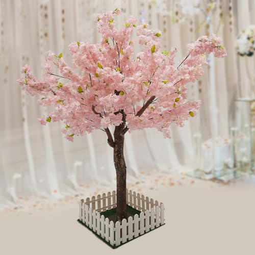 Artificial Cherry Blossom Trees Light Pink Fake Sakura Flower Cherry Tree Faux Cherry Blossom Tree Cherry Blossom Trees for Indoor Outdoor Home Party Decor (5FT Tall/1.5M) - color: Light Pink, size: 5FT Tall/1.5M