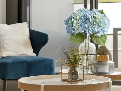 ZYTUYO 20" 4PCS Artificial Light Blue Hydrangea Flowers Large Faux Latex Real Touch Fake Hydrangeas Silk Bouquet with Leaves Stems for Family Table Office Wedding Party Arrangements - color: Light Blue