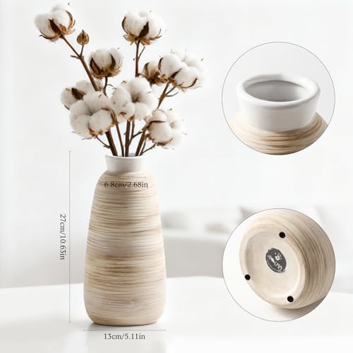 ALMA White Ceramic Vase 11 Inch Tall, Boho Vases for Tulips, Large Table Vase for Pampas Grass in Any Modern Home Decor, Kitchen Table Centerpiece, Shelf, Mantel Decor - color: Tapered-white-11''